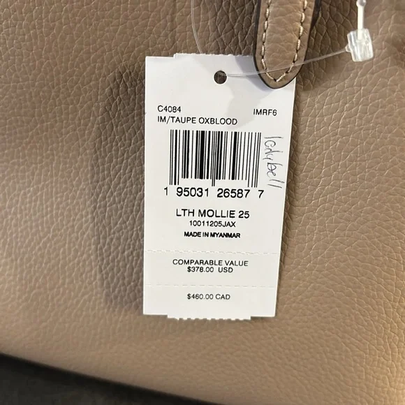 NWT Coach Tan Leather Mollie 25 Satchel with Structured Design - Picture 3 of 6